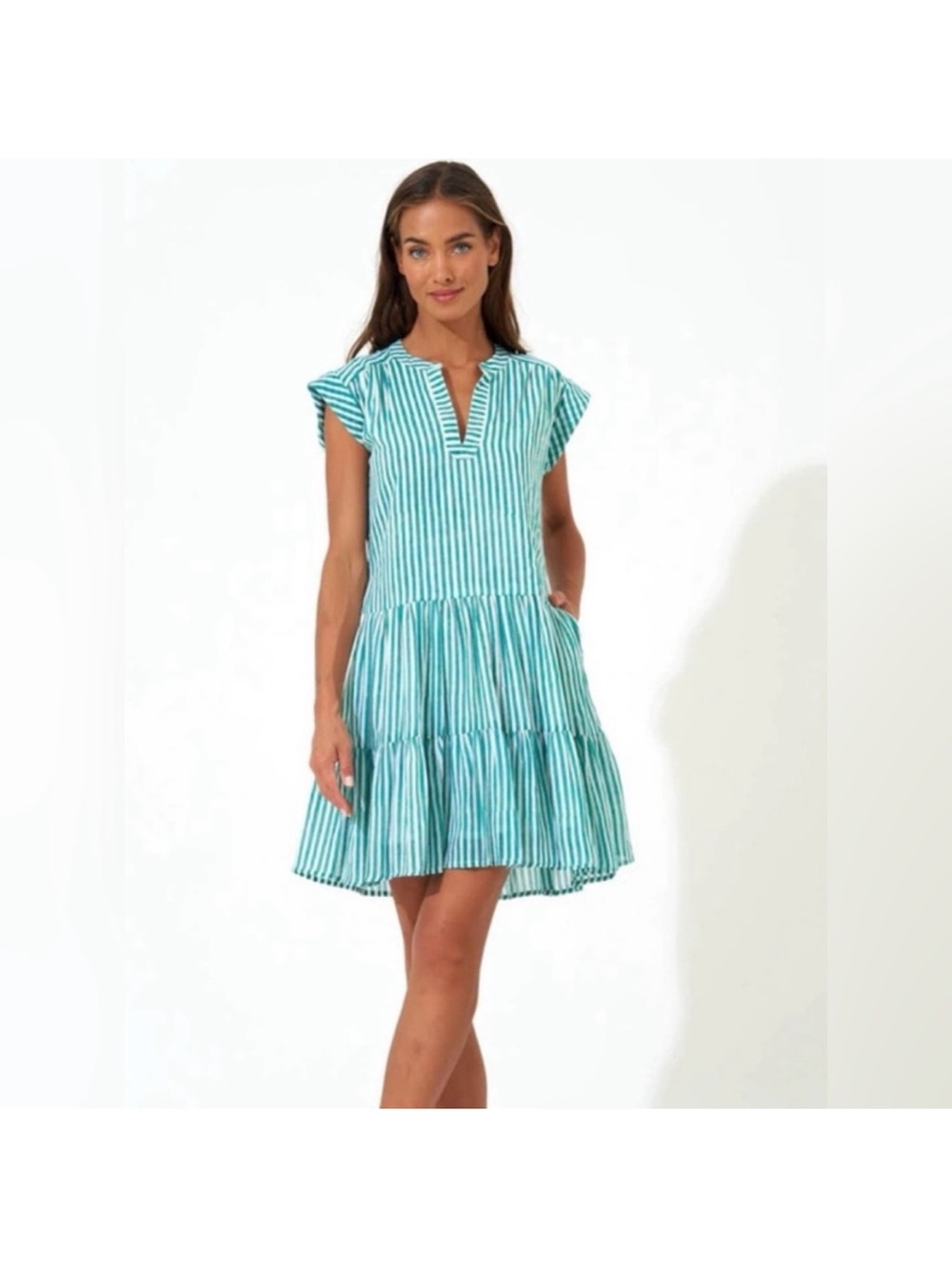 Tuckernuck Oliphant Striped V-Neck Mini Dress